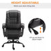 Image of a Black Leather Vinsetto Massage Office Chair With Wheels and Padded Arms Rests.