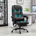 Image of a Black Leather Vinsetto Massage Office Chair With Wheels and Padded Arms Rests.