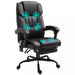 Image of a Black Leather Vinsetto Massage Office Chair With Wheels and Padded Arms Rests.