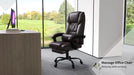 Image of a Brown Leather Vinsetto Massage Office Chair With Wheels and Padded Arms Rests.