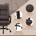 Image of a Brown Leather Vinsetto Massage Office Chair With Wheels and Padded Arms Rests.