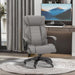 Image of a massaging executive office chair finished in plush grey faux leather.