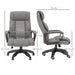 Image of a massaging executive office chair finished in plush grey faux leather.