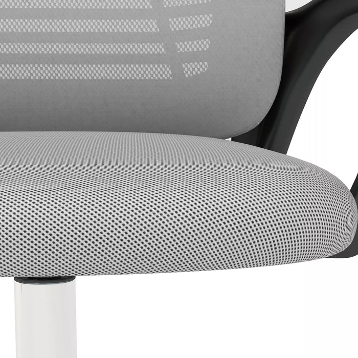 Image of a Vinsetto Grey Mesh Office Chair With Adjustable Headrest, Lumbar Support, Swivel Wheels, Height and Tilt Adjust. Suitable for Home or Office.