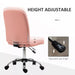 Image of a Vinsetto Pink Armless Office Chair With Wheels for Home Office.