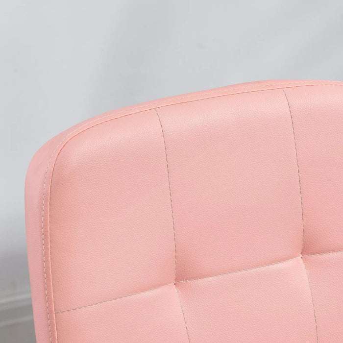 Image of a Vinsetto Pink Armless Office Chair With Wheels for Home Office.