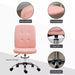 Image of a Vinsetto Pink Armless Office Chair With Wheels for Home Office.