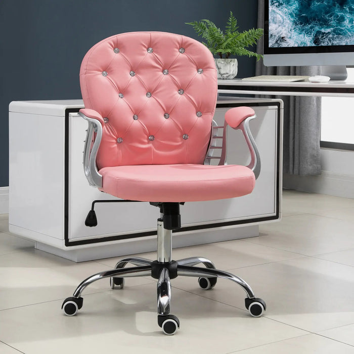 Image of a Pink Swivel Office Chair With Arms