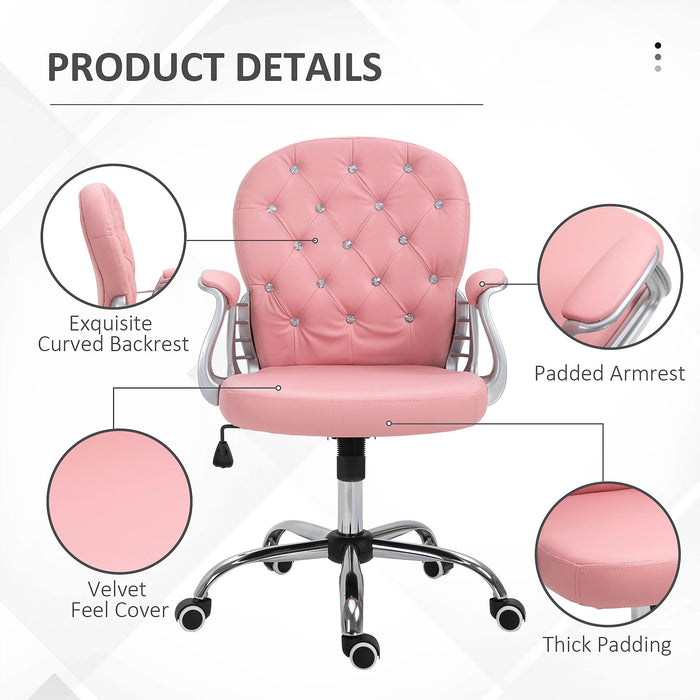 Image of a Pink Swivel Office Chair With Arms