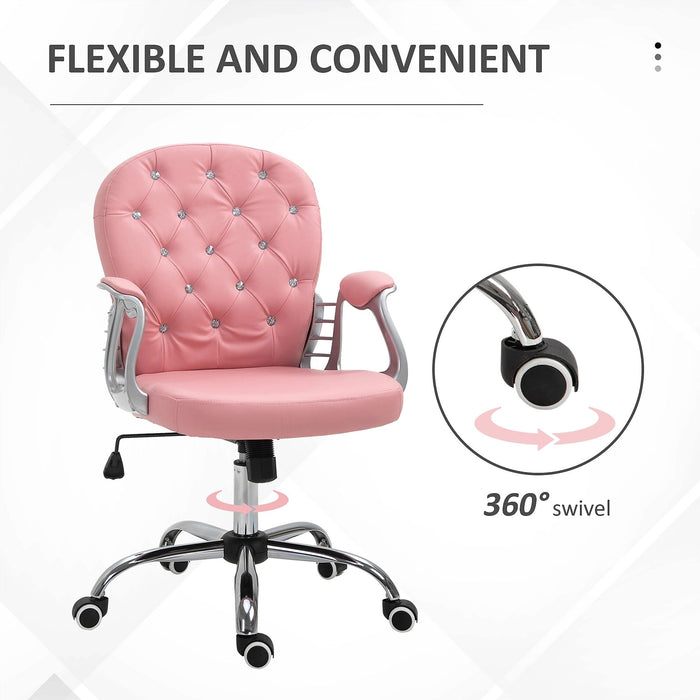 Image of a Pink Swivel Office Chair With Arms