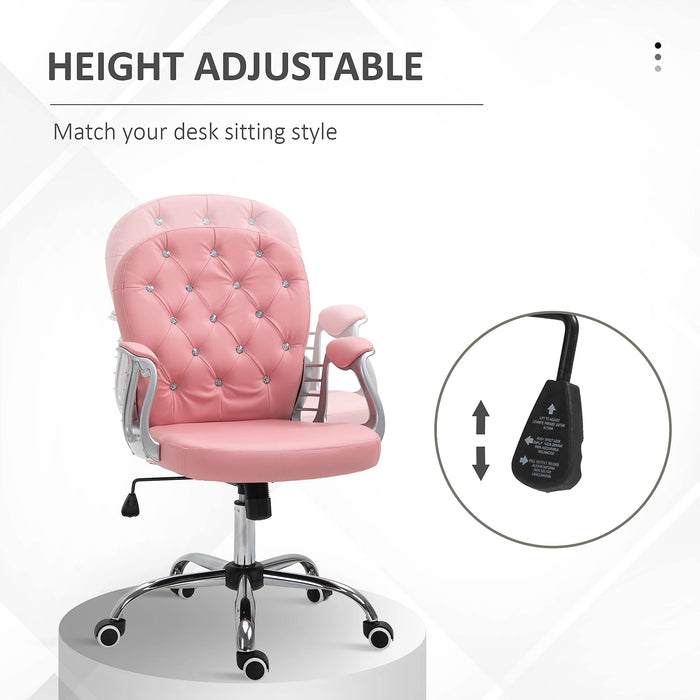 Image of a Pink Swivel Office Chair With Arms