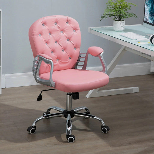 Image of a Pink Swivel Office Chair With Arms