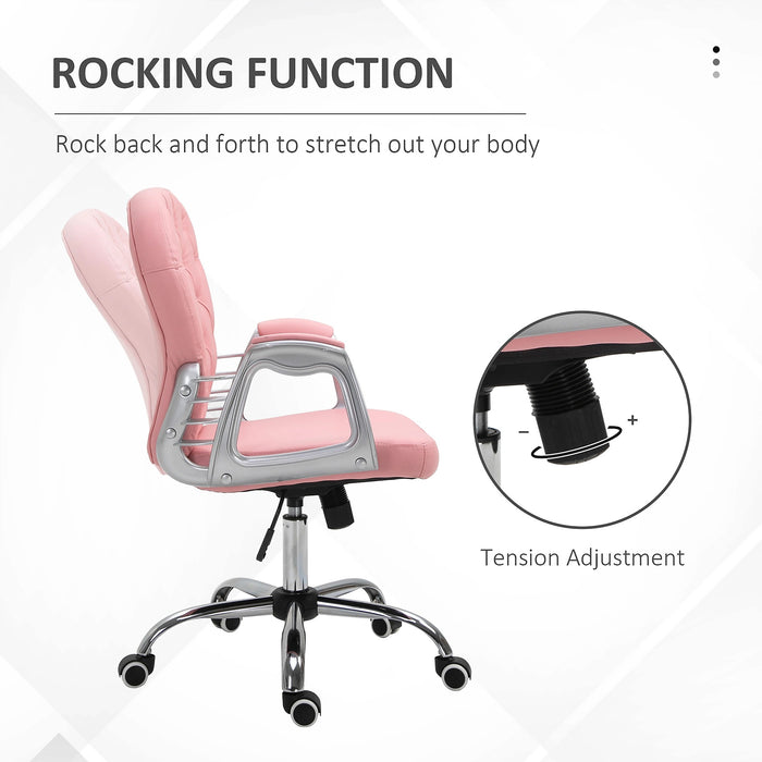 Image of a Pink Swivel Office Chair With Arms