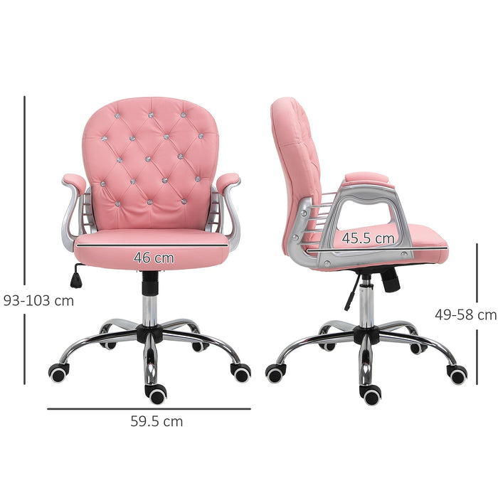 Image of a Pink Swivel Office Chair With Arms