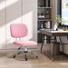 Image of a teddy fleece Pink Mid Back Desk Chair With Wheels For Home Office 