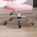 Image of a teddy fleece Pink Mid Back Desk Chair With Wheels For Home Office 