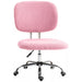 Image of a teddy fleece Pink Mid Back Desk Chair With Wheels For Home Office 