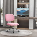 Image of a teddy fleece Pink Mid Back Desk Chair With Wheels For Home Office 