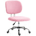 Image of a teddy fleece Pink Mid Back Desk Chair With Wheels For Home Office 