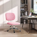 Image of a teddy fleece Pink Mid Back Desk Chair With Wheels For Home Office 