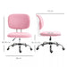 Image of a teddy fleece Pink Mid Back Desk Chair With Wheels For Home Office 