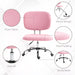 Image of a teddy fleece Pink Mid Back Desk Chair With Wheels For Home Office 