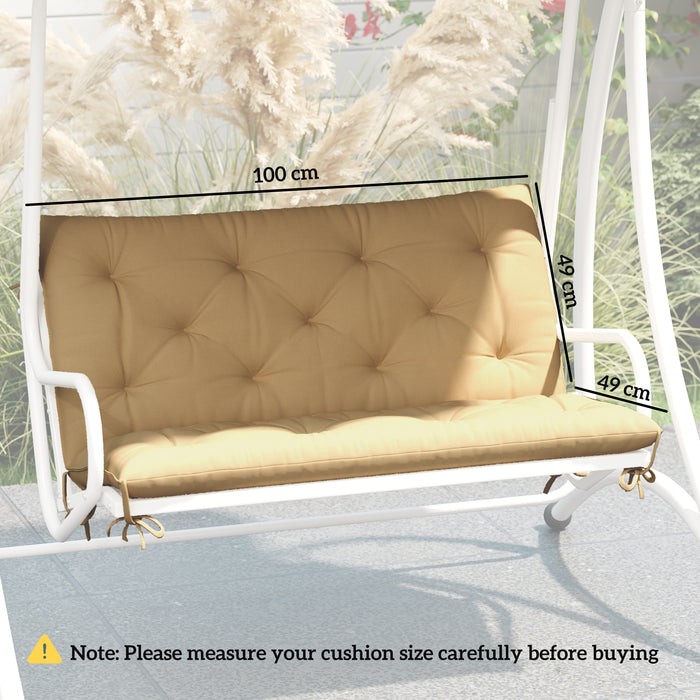 Khaki Two Seater Bench Cushion for Outdoor and Garden Seating by Outsunny