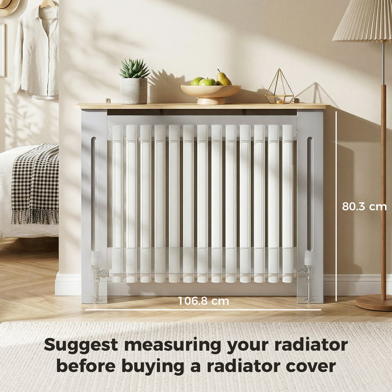 Radiator Cover with Shelf for Extra Storage and Heat Circulation Grey Homcom