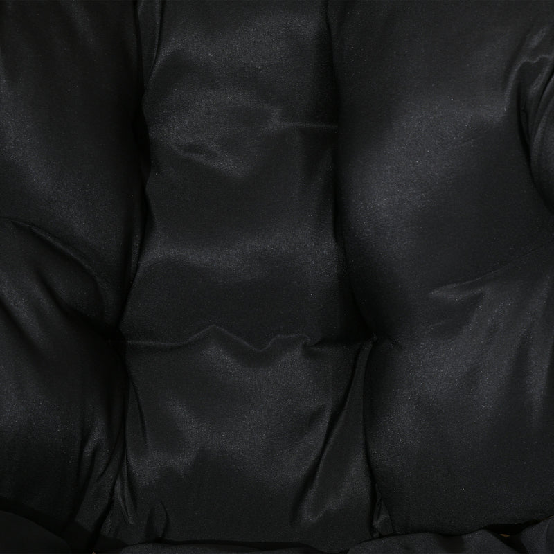 Rattan Egg Chair Sand and Black with Cushioned Seat for Garden or Balcony Use