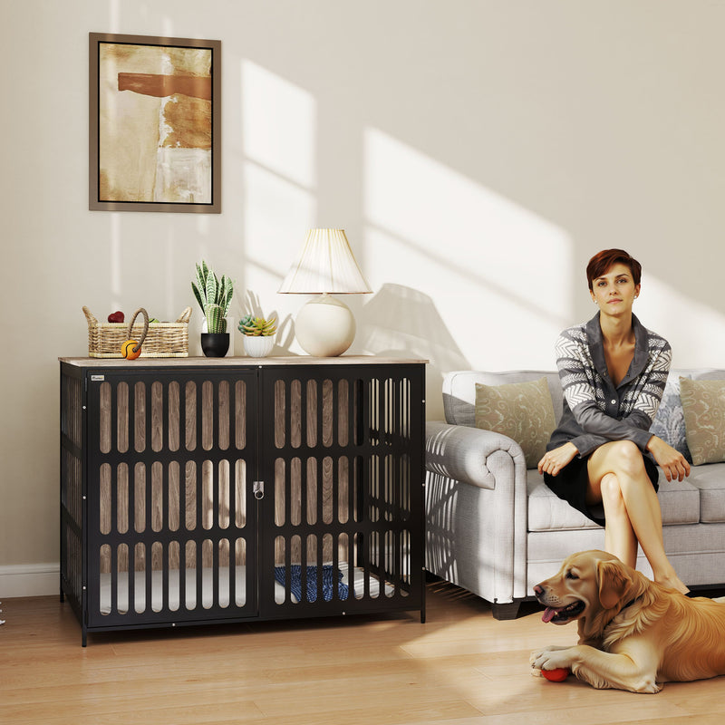 Extra Large Indoor Dog Crate with Anti-Chew Mesh and Secure Door by PawHut