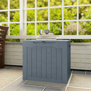 93L Outdoor Garden Storage Box With Handles Waterproof Plastic Trunk Container Light Grey