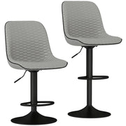 Set of Two Grey Faux Leather Bar Stools with Adjustable Height by HOMCOM