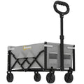 Folding Camping Trolley for Easy Gear Transport with Adjustable Handle Black Grey Outsunny