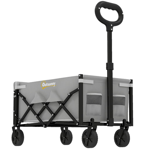 Folding Camping Trolley for Easy Gear Transport with Adjustable Handle Black Grey Outsunny