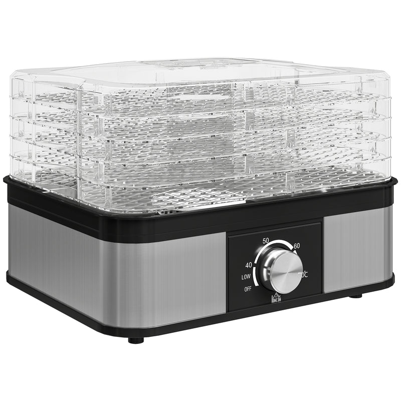 5 Tier Stainless Steel Food Dehydrator with Adjustable Temperature for Snacks and Jerky Black AOSOM