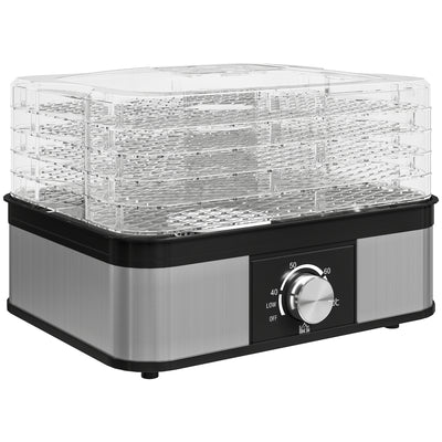5 Tier Stainless Steel Food Dehydrator with Adjustable Temperature for Snacks and Jerky Black AOSOM