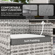 4 Seater Rattan Patio Dining Set With Cushions and Glass Table by Outsunny