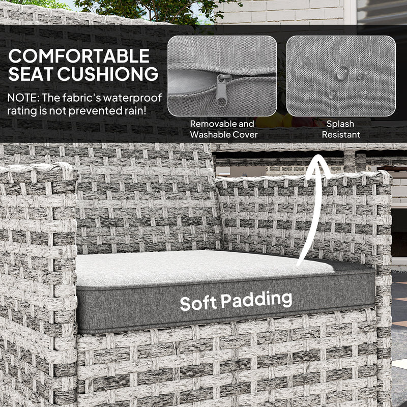 4 Seater Rattan Patio Dining Set With Cushions and Glass Table by Outsunny