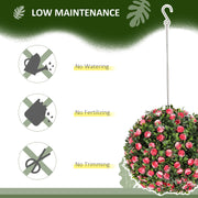 Set of 2 Pink Artificial Topiary Rose Balls 28cm UV Protected for Indoor Outdoor Decor by HOMCOM