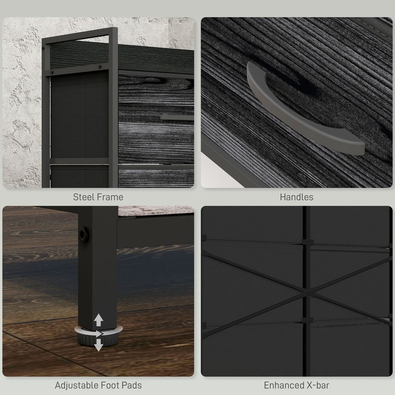 Rustic Black Chest of 6 Fabric Drawers for Bedroom and Living Room Storage by HOMCOM