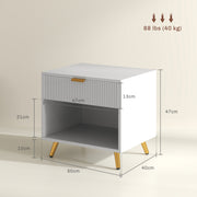 HOMCOM Bedside Tables Set of 2, Bedside Cabinets With Drawer and Open Compartment, Nightstands With Handle for Bedroom, Living Room, White AOSOM