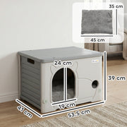Cat House with Stackable Design for Indoor or Outdoor Use and Easy Cleaning Grey AOSOM