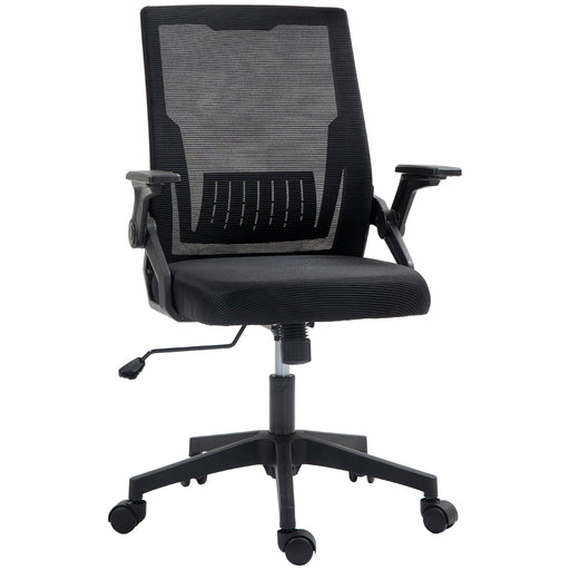 Black Swivel Office Chair With Lumbar Support Ergonomic Design by Vinsetto