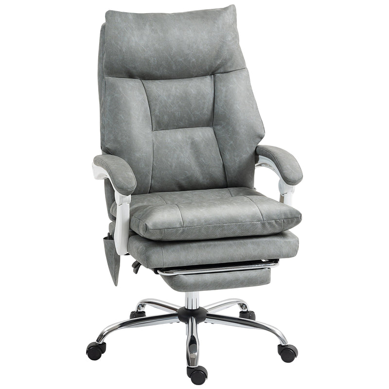 Ergonomic Faux Leather Office Chair With Inflatable Lumbar Support For All Day Comfort Grey