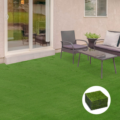 Artificial Grass Tiles Set for Easy Low Maintenance Garden or Patio Surface Green AOSOM