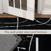 Soft High Pile Washable Area Rug With Geometric Design For Living Room or Bedroom, Black