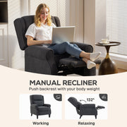 Recliner Armchair with 132 Degree Backrest and Extended Footrest for Home Comfort Dark Grey