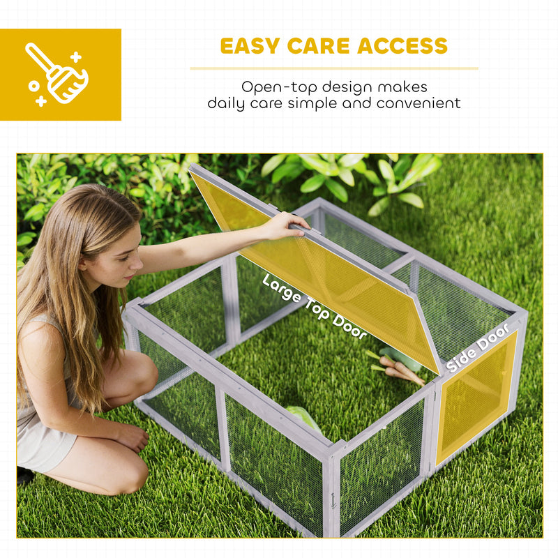 Rabbit Hutch with Easy Access and Foldable Design for Gardens and Patios Grey AOSOM
