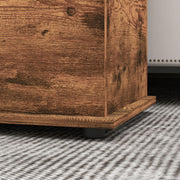 Rustic Brown 113L Storage Chest With Flip-Top Lid and Safety Hinges for Living Room by HOMCOM