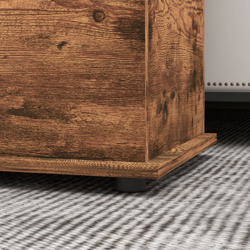 Rustic Brown 113L Storage Chest With Flip-Top Lid and Safety Hinges for Living Room by HOMCOM
